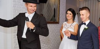 Kto nie spotkał wodzireja, to… Polonez - narodowy polski taniec - prowadzony przez wodzireja Karpika na weselu